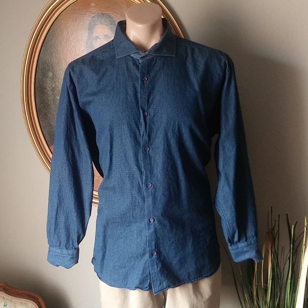 7 Downie St mens Mini Triangle Pattern Shirt.